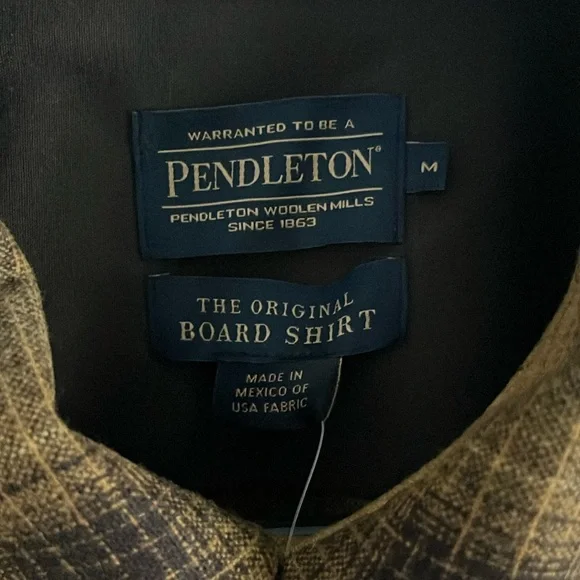 NWT Pendleton Board Shirt sz Medium Gold and grey Plaid Button-Up Shirt